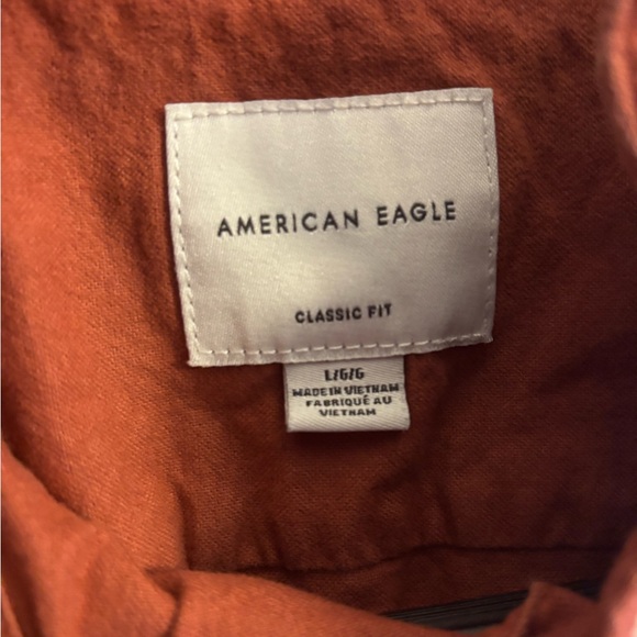 Large American Eagle 100% cotton Red/Burnt Orange button down shirt - Picture 2 of 6